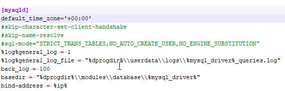 Файл настроек MySQL